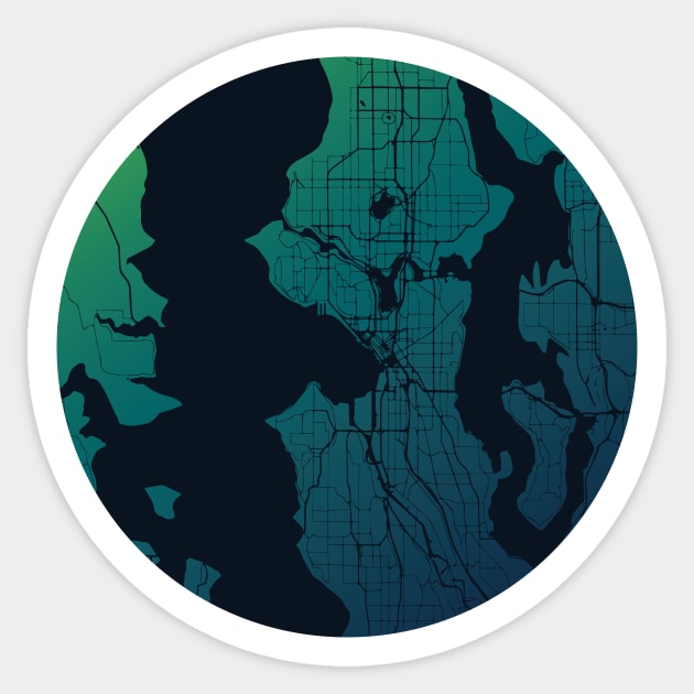 Seattle Map Gradient Sticker by polliadesign